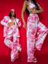 LUX silver pants "GEISHA" - white with pink